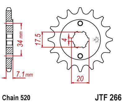 JT JTF266.13 Přední kolečko (pastorek), 13 zubů, 520 HONDA CR 125 79-85