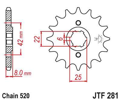 JT JTF281.14 Přední kolečko (pastorek), 14 zubů, 520 HONDA XR 600R, XL 600R/RM/LM