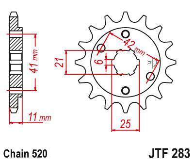 JT JTF283.14 Přední kolečko (pastorek), 14 zubů, 520 HONDA VT 250 83-88