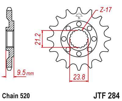 JT JTF284.12 Přední kolečko (pastorek), 12 zubů, 520 HONDA CR 250 88-07, CRF 450R/X 02-15
