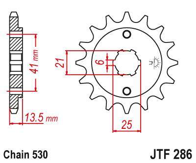 JT JTF286.16 Přední kolečko (pastorek), 16 zubů, 530 HONDA VF 500F 84-88