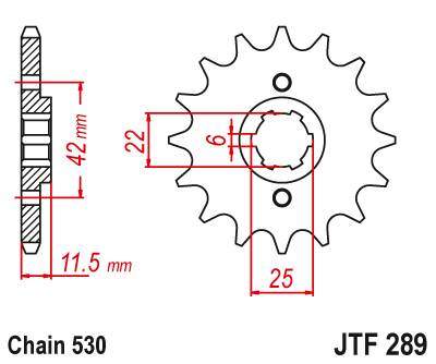 JT JTF289.16 Přední kolečko (pastorek), 16 zubů, 530