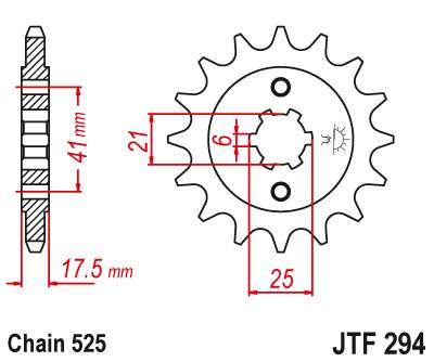 JT JTF294.14 Přední kolečko (pastorek), 14 zubů, 525