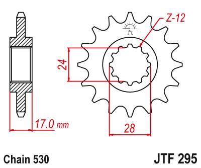 JT JTF295.14 Přední kolečko (pastorek), 14 zubů, 530 HONDA CBR 600F 87-98