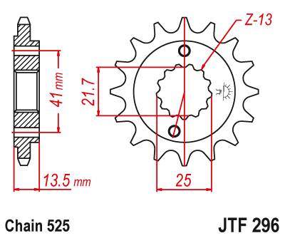 JT JTF296.16RB Přední kolečko (pastorek), 16 zubů, 525 HONDA VT 600C SHADOW 90-07