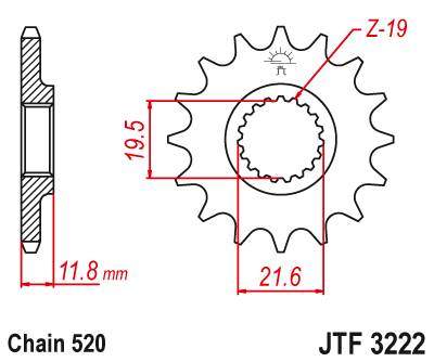 JT JTF3222.11 Přední kolečko (pastorek), 11 zubů, 520