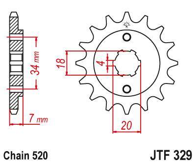 JT JTF329.12 Přední kolečko (pastorek), 12 zubů, 520 HONDA MTX/MBX 125, NS 125 85-89, MTX 200RW