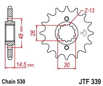 JT JTF339.15 Přední kolečko (pastorek), 15 zubů, 530