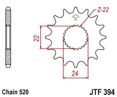 JT JTF394.13 Přední kolečko (pastorek), 13 zubů, 520 APRILIA RS 125/RX125