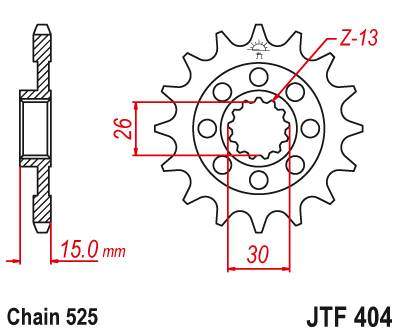 JT JTF404.15 Přední kolečko (pastorek), 15 zubů, 525 BMW S1000RR 09-16