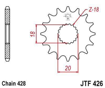 JT JTF426.11 Přední kolečko (pastorek), 11 zubů, 428