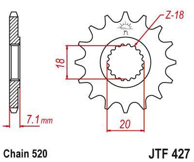 JT JTF427.11 Přední kolečko (pastorek), 11 zubů, 520