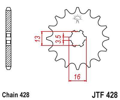 JT JTF428.12 Přední kolečko (pastorek), 12 zubů, 428