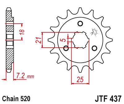 JT JTF437.14 Přední kolečko (pastorek), 14 zubů, 520 SUZUKI DR 600/650