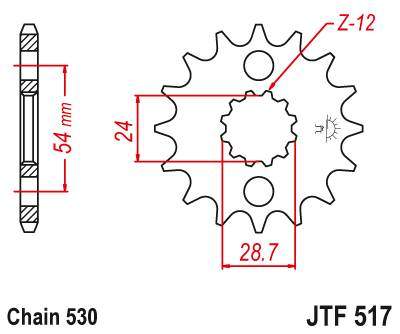 JT JTF517.15 Přední kolečko (pastorek), 15 zubů, 530
