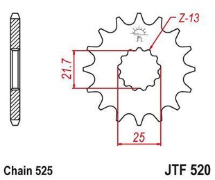 JT JTF520.16RB Přední kolečko (pastorek), 16 zubů, 525 SUZUKI GSR 600/GSXR 600 pro TRIUMPH TIGER 800 rok výroby 2013