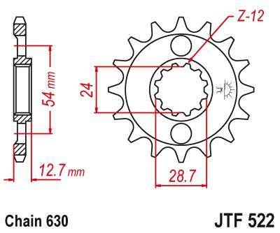 JT JTF522.15 Přední kolečko (pastorek), 15 zubů, 630