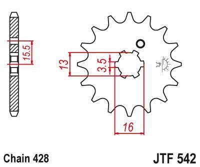 JT JTF542.15 Přední kolečko (pastorek), 15 zubů, 428