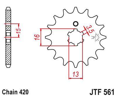 JT JTF561.14 Přední kolečko (pastorek), 14 zubů, 420