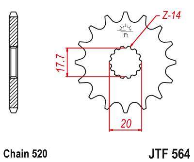 JT JTF564.15 Přední kolečko (pastorek), 15 zubů, 520