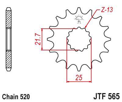 JT JTF565.12SC Přední kolečko (pastorek), 12 zubů, 520 YAMAHA YZ 250/YZF 400, 426,450 98-14