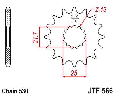 JT JTF566.12 Přední kolečko (pastorek), 12 zubů, 530