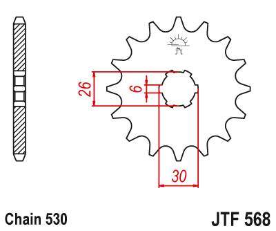 JT JTF568.16 Přední kolečko (pastorek), 16 zubů, 530