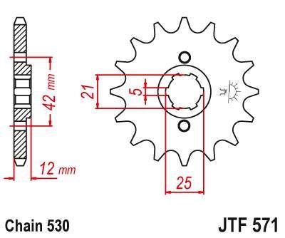 JT JTF571.15 Přední kolečko (pastorek), 15 zubů, 530