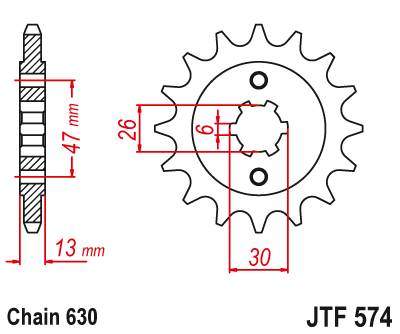 JT JTF574.16 Přední kolečko (pastorek), 16 zubů, 630