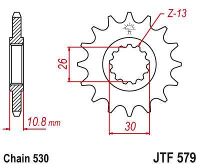JT JTF579.14 Přední kolečko (pastorek), 14 zubů, 530
