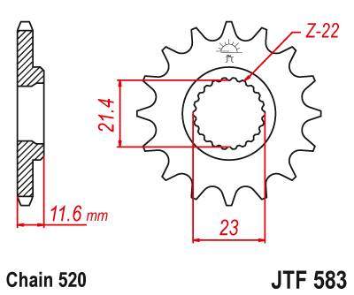 JT JTF583.13 Přední kolečko (pastorek), 13 zubů, 520