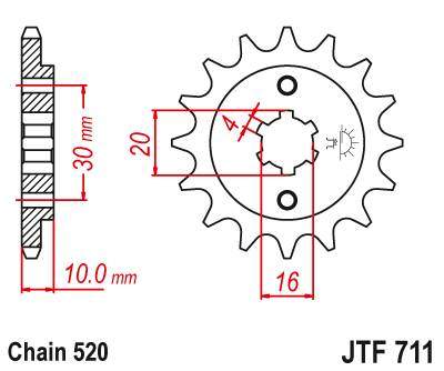 JT JTF711.12 Přední kolečko (pastorek), 12 zubů, 520
