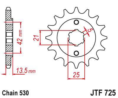 JT JTF725.14 Přední kolečko (pastorek), 14 zubů, 530 HUSQVARNA CR/WR 250/360 90-00
