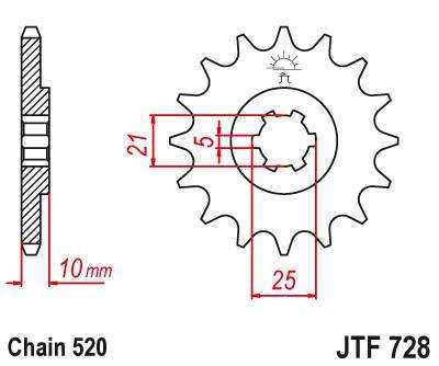 JT JTF728.16 Přední kolečko (pastorek), 16 zubů, 520