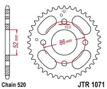 JT JTR1071.30 Zadní kolečko (rozeta), 30 zubů, 520 KYMCO MXU/MXR50/150 02-13
