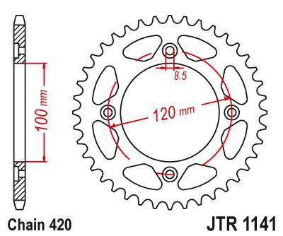 JT JTR1141.51 Zadní kolečko (rozeta), 51 zubů, 420