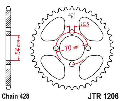 JT JTR1206.42 Zadní kolečko (rozeta), 42 zubů, 428 HONDA CBR 125 04-11