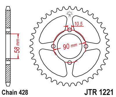 JT JTR1221.42 Zadní kolečko (rozeta), 42 zubů, 428