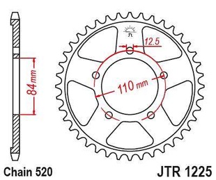 JT JTR1225.36 Zadní kolečko (rozeta), 36 zubů, 520 HONDA CMX 300A REBEL 17-18