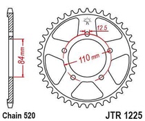 JT JTR1225.36 Zadní kolečko (rozeta), 36 zubů, 520 HONDA CMX 300A REBEL 17-18