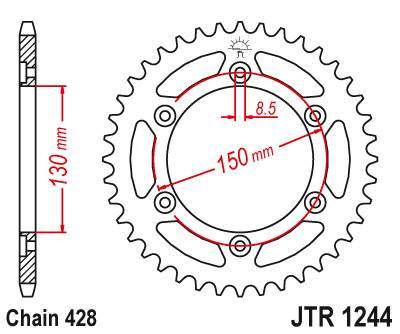 JT JTR1244.52 Zadní kolečko (rozeta), 52 zubů, 428
