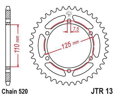 JT JTR13.41 Zadní kolečko (rozeta), 41 zubů, 520
