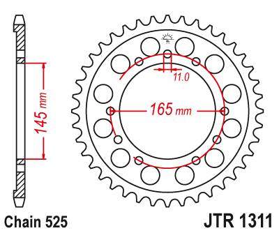 JT JTR1311.43 Zadní kolečko (rozeta), 43 zubů, 525
