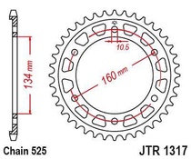 JT JTR1317.43 Zadní kolečko (rozeta), 43 zubů, 525