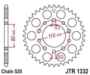 JT JTR1332.36 Zadní kolečko (rozeta), 36 zubů, 525 HONDA CB 450S 86-88, XBR 500 85-88