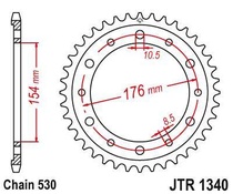 JT JTR1340.43 Zadní kolečko (rozeta), 43 zubů, 530 HONDA VFR750, VFR800 V-TEC 02-14, VFR800X CROSSRUNNER 11-15