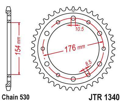 JT JTR1340.45 Zadní kolečko (rozeta), 45 zubů, 530 HONDA CB 1000R 08-15