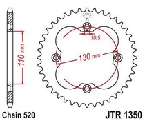 JT JTR1350.37 Zadní kolečko (rozeta), 37 zubů, 520 HONDA TRX 250/300/400/450