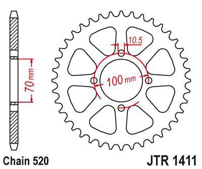 JT JTR1411.50 Zadní kolečko (rozeta), 50 zubů, 520
