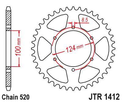 JT JTR1412.37 Zadní kolečko (rozeta), 37 zubů, 520